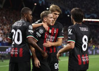 AC Milan players celebrate