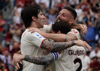 Olivier Giroud Davide Calabria Sandro Tonali AC Milan