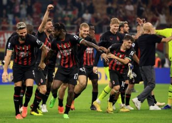 AC Milan players celebrate