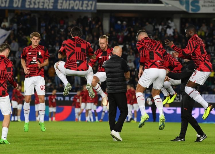AC Milan players and Stefano Pioli