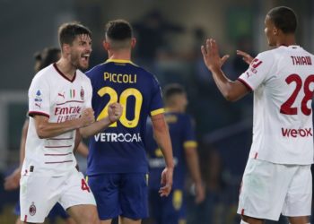 Matteo Gabbia and Malick Thiaw of AC Milan