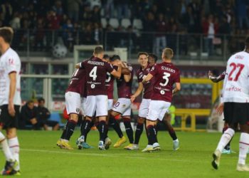 Torino players celebrate vs AC Milan