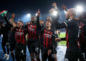 AC Milan players celebrate