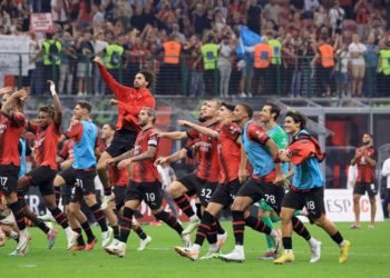 AC Milan players celebrate