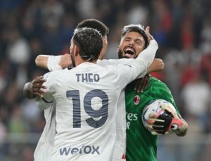 Olivier Giroud AC Milan goalkeeper