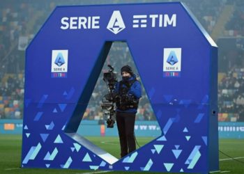 Serie A logo and TV cameraman