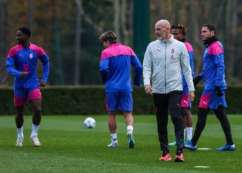 AC Milan players and Stefano Pioli