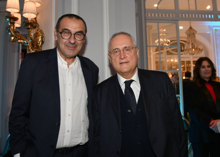 Maurizio Sarri and Claudio Lotito (Lazio via Getty)