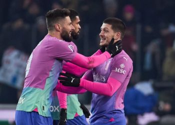 AC Milan's Olivier Giroud and Luka Jovic