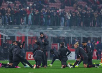AC Milan players and Stefano Pioli