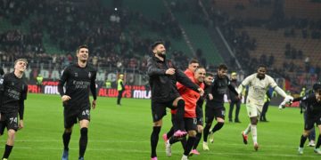 AC Milan players celebrating