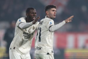 Christian Pulisic and Yunus Musah during an AC Milan match