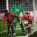 Benjamin Bourigeaud of Rennes scores vs Milan