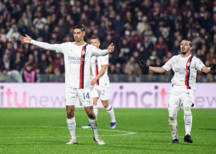 Ismael Bennacer and Tijjani Reijnders of AC Milan
