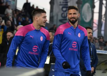 AC Milan's Olivier Giroud and Luka Jovic