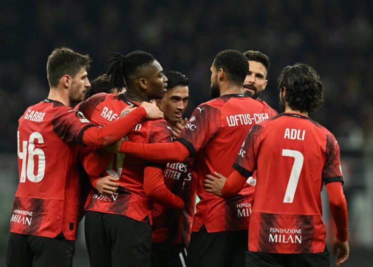 AC Milan players celebrate