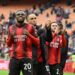 AC Milan players celebrate noah Okafor and Kalulu