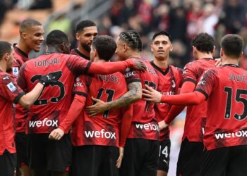 AC Milan players celebrate
