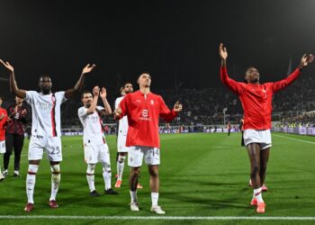 AC Milan players celebrating