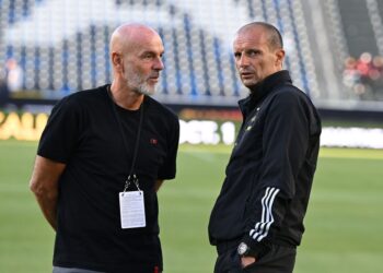 Massimiliano Allegri of Juventus and Stefano Pioli of AC Milan