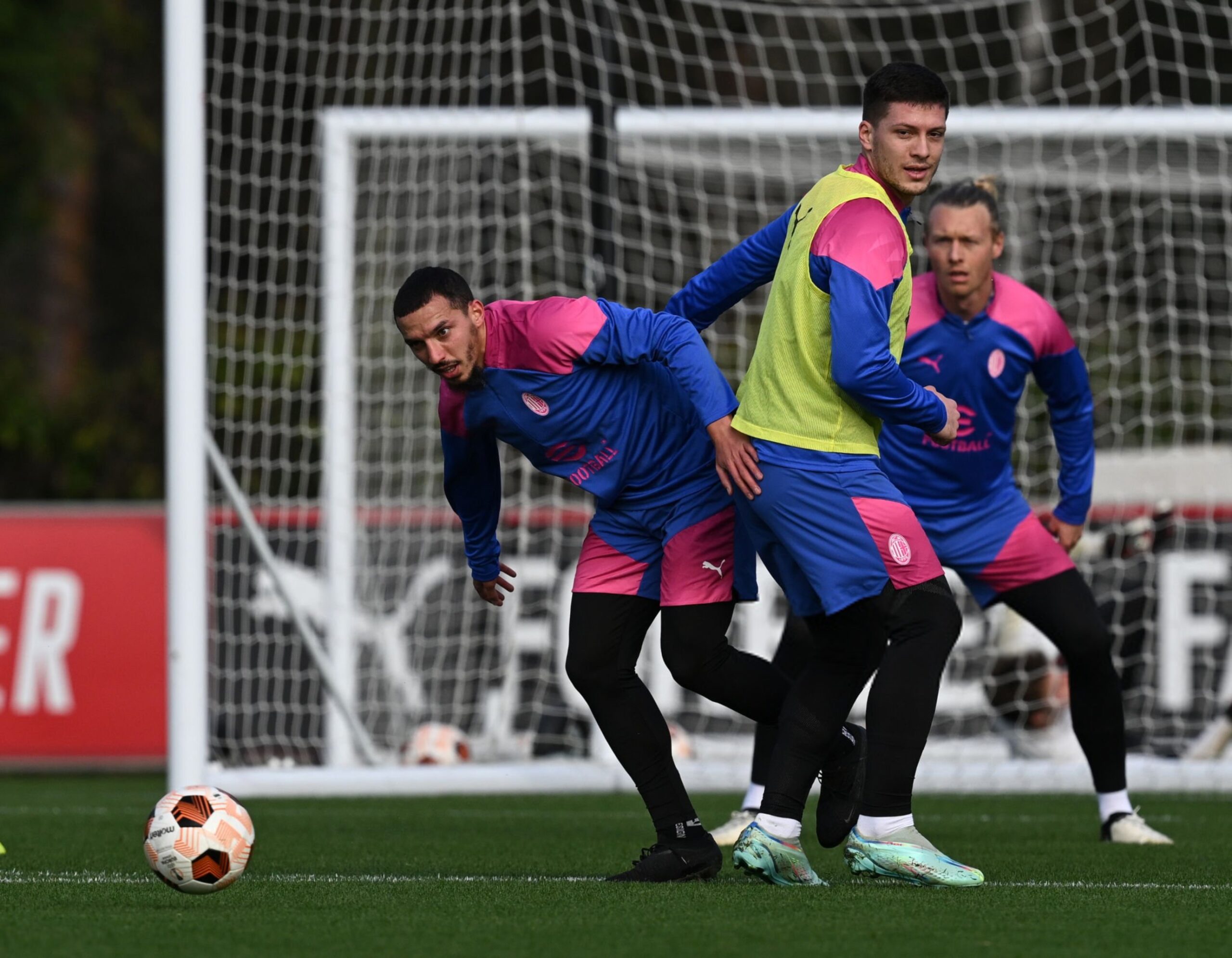 Ismael Bennacer, Luka Jovic, and Simon Kjaer (AC Milan)
