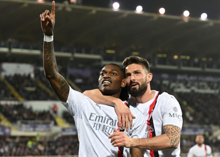 AC Milan's Olivier Giroud and Rafael Leao