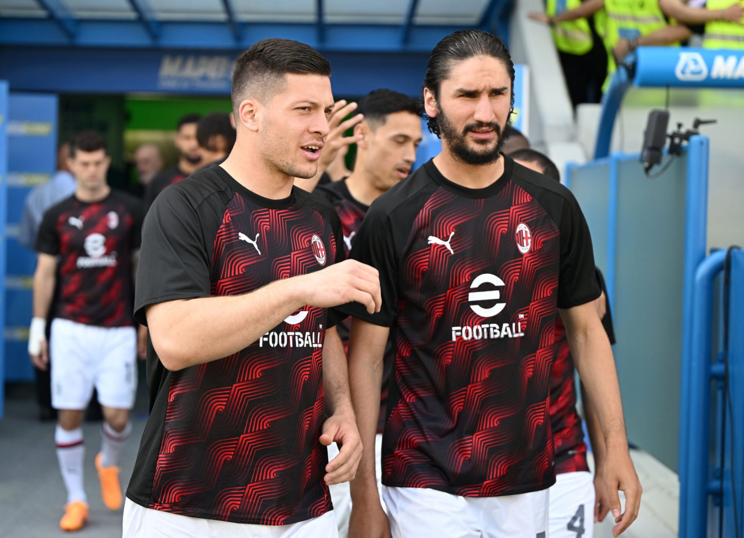 Yacine Adli and Luka Jovic (AC Milan via Getty)