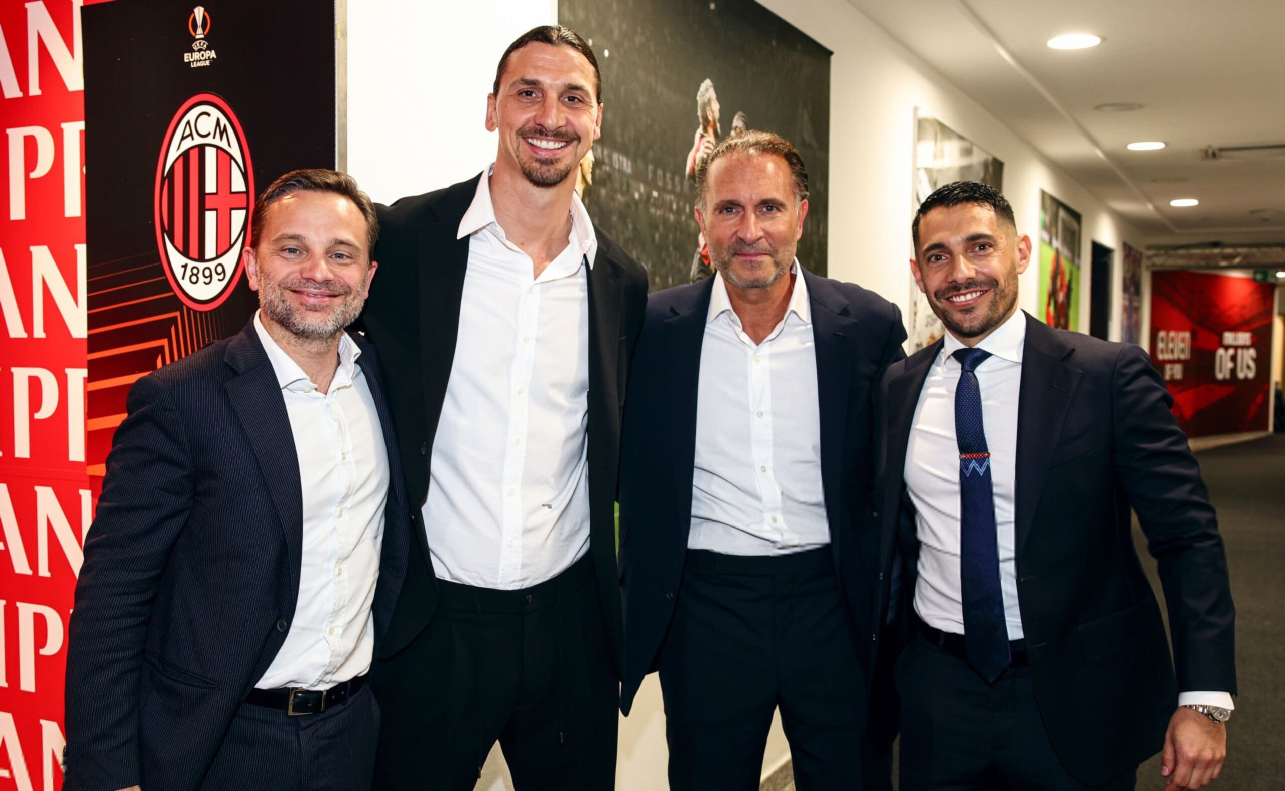 Giorgio Furlani, Zlatan Ibrahimovic, Geoffrey Moncada and Gerry Cardinale (AC Milan via Getty)