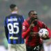 Fikayo Tomori celebrates as he scores a goal against Inter in the derby at San Siro on April 22, 2024.
