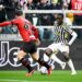 Timothy Weah of Juventus during a match against AC Milan