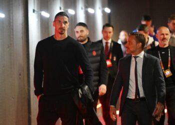 Zlatan Ibrahimovic and Giorgio Furlani of AC Milan إبراهيموفيتش فورلاني ميلان
