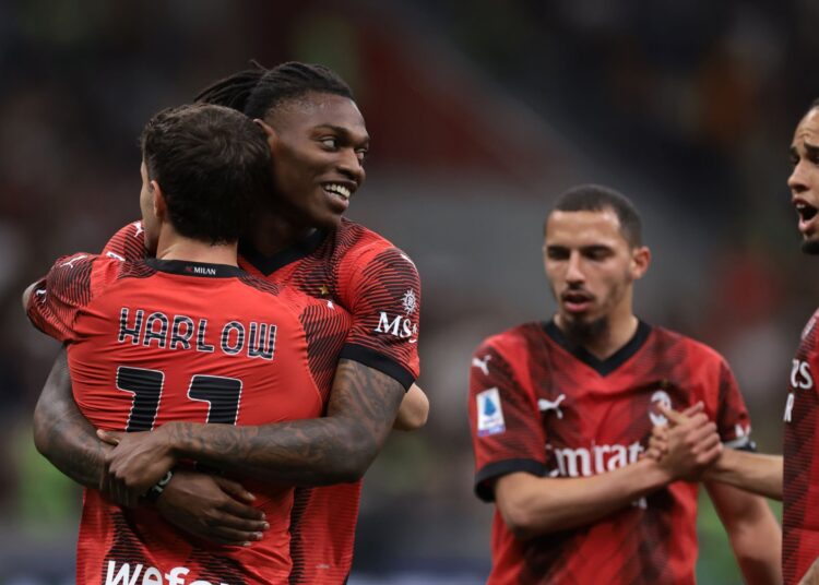 Rafael Leao and Christian Pulisic of AC Milan