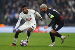 Tottenham's Emerson Royal and Theo Hernandez of AC Milan (Getty Images)