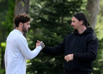 Zlatan Ibrahimovic, Theo Hernandez (AC Milan via Getty Images)