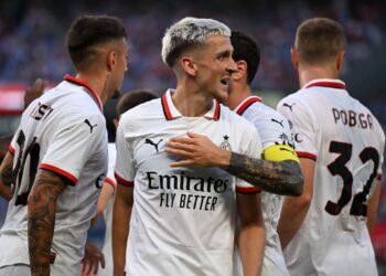 Alexis Saelemaekers and teammates of AC Milan celebrate (Getty images)