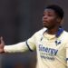 MILAN, ITALY - JANUARY 11: Alphadjo Cisse of Hellas Verona reacts during the Primvera TIM Cup tie between FC Internazionale U19 and Hellas Verona u19 at Konami Youth Development Centre in memory of Giacinto Facchetti on January 11, 2023 in Milan, Italy. (Photo by Jonathan Moscrop/Getty Images)