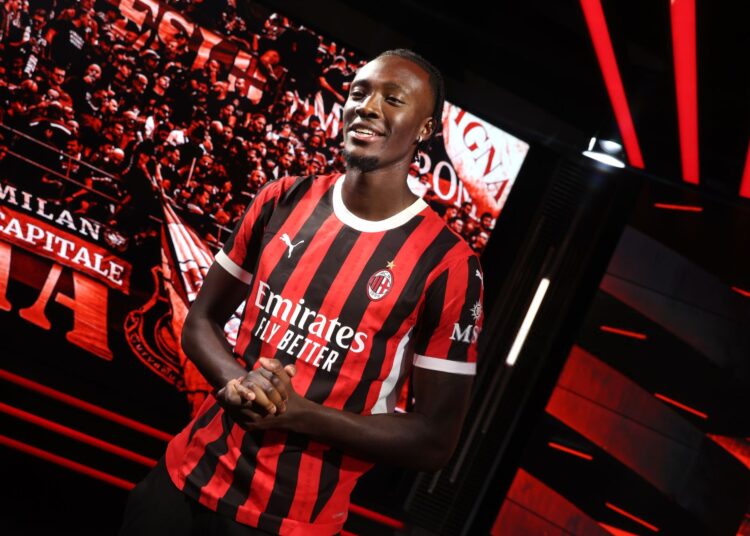 Tammy Abraham poses for a photo at Casa Milan at Casa Milan on August 30, 2024 in Milan, Italy. (Photo by Giuseppe Cottini/AC Milan via Getty Images) أبراهام ميلان