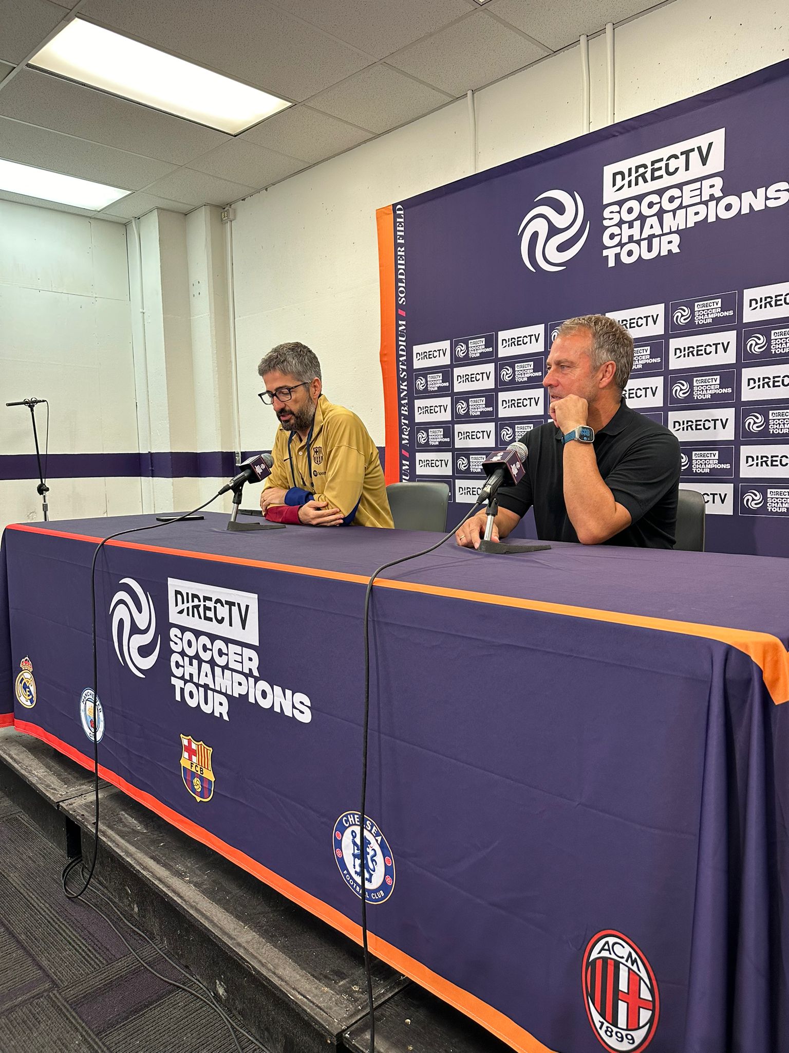 Hansi Flick during a press conference in Baltimore after a friendly match against AC Milan. (Photo credit: Francisco Alonzo for Milanreports.com)