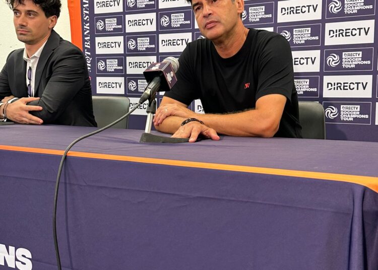 Fonseca فونسيكا in a press conference in Baltimore after friendly match vs FC Barcelona (Francisco Alonzo for Milanreports.com)