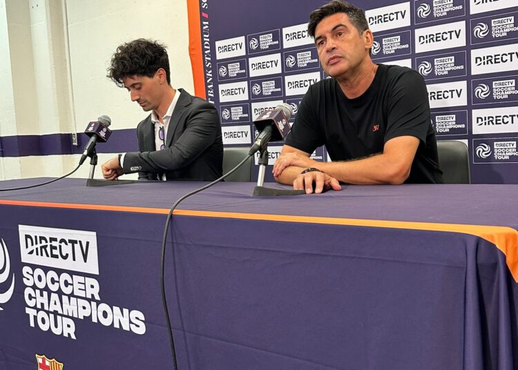 Fonseca in a press conference in Baltimore after friendly match vs FC Barcelona (Francisco Alonzo for Milanreports.com)