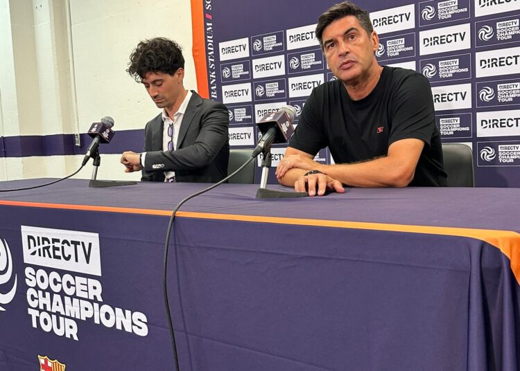 Fonseca in a press conference in Baltimore after friendly match vs FC Barcelona (Francisco Alonzo for Milanreports.com)