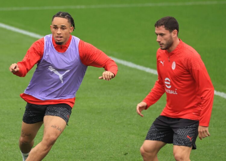 Davide Calabria and Noah Okafor (AC Milan)
