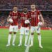 Strahinja Pavlovic, Emerson Royal, and Alvaro Morata of AC Milan ميلان إيمرسون رويال بافلوفيتش موراتا
