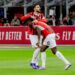 Theo Hernandez and Rafael Leao celebrate after scoring a goal during the Serie A football match between AC Milan and Venezia FC in Milano, Italy, on September 14, 2024, at Stadio Giuseppe Meazza (Photo by Mairo Cinquetti/NurPhoto via Getty Images).
