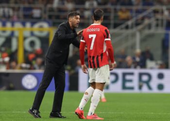 Alvaro Morata and Paulo Fonseca of AC Milan موراتا ميلان فونسيكا