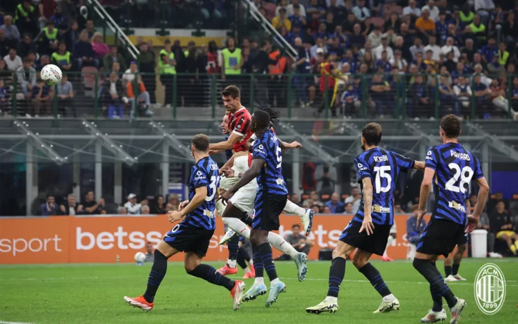 Matteo Gabbia scores for AC Milan against Inter in the derby
