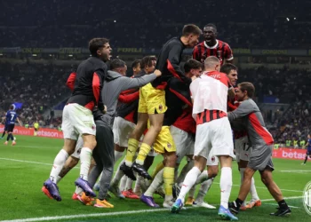 AC Milan players celebrating (Photo credit: acmilan.com) ميلان