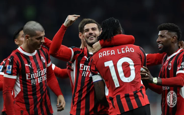 Theo Hernandez, Rafael Leao, Alvaro Morata Emerson Royal AC Milan