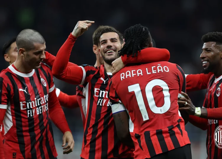 Theo Hernandez, Rafael Leao, Alvaro Morata Emerson Royal AC Milan