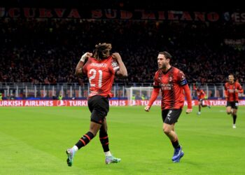 Davide Calabria and Samuel Chukwueze AC Milan